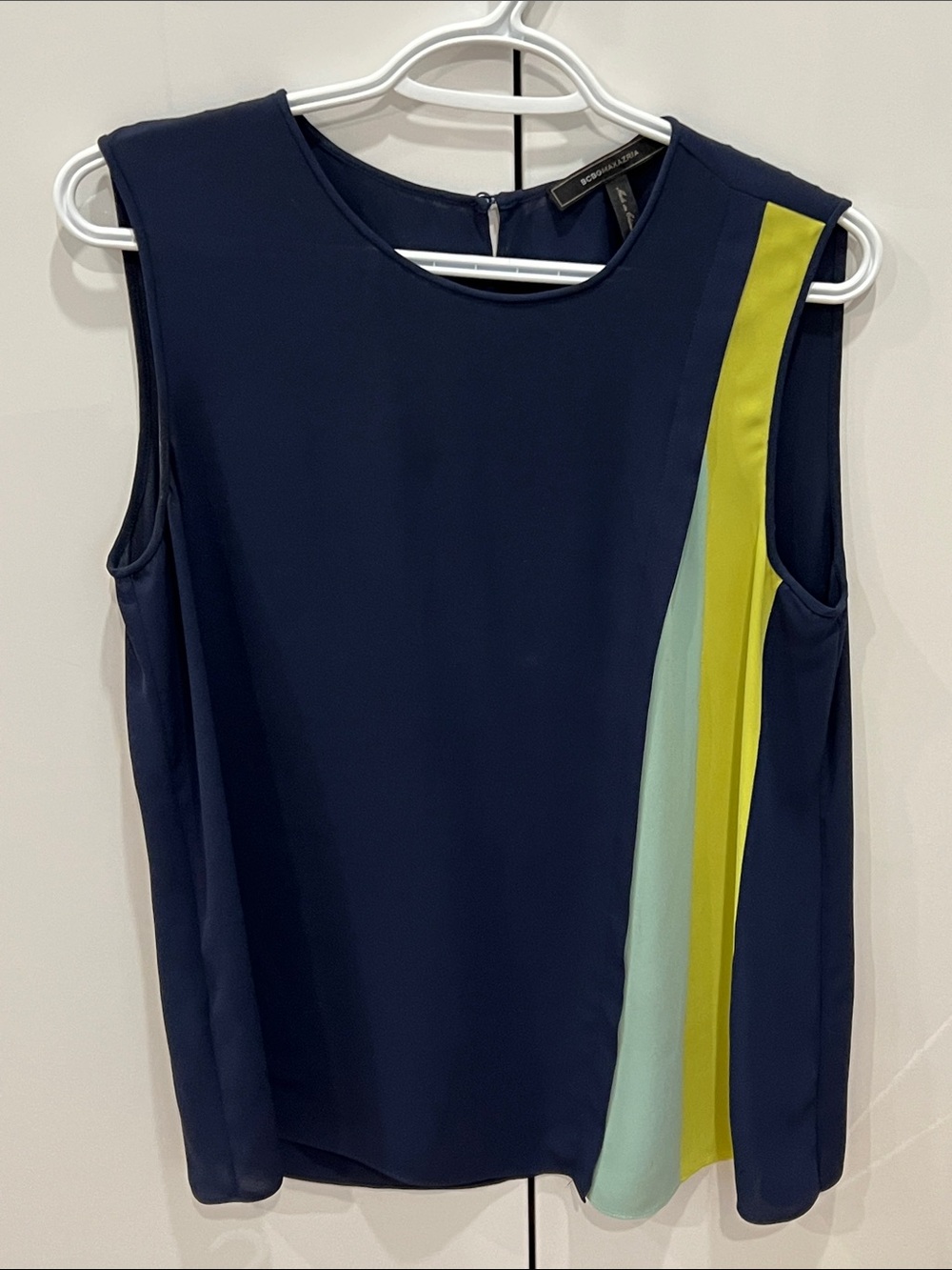 BCBG MaxAzris Navy Shell with Lime and Mint Colorblock Panels